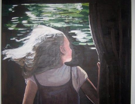Sophia on a train , Acrylic